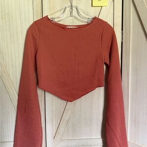 Rust Long Sleeve Women's Crop Top